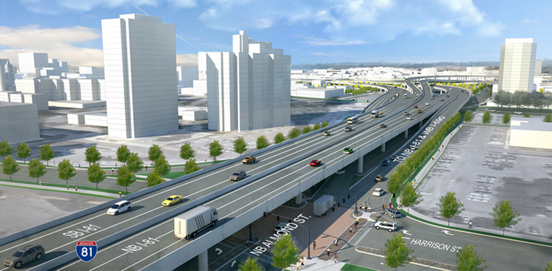 A rendering of the “Higher and Wider” viaduct alternative.
